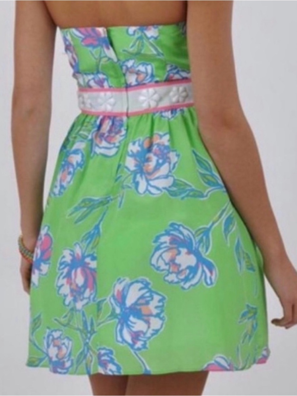 Lilly Pulitzer Strapless Langley Fluorescent Green Floral Dress - Picture 3 of 7
